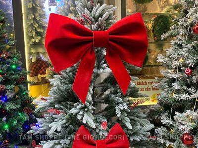 Nơ đỏ Bitis phun nhung 2 cánh - 2 lớp [Đứng form - Nhiều cỡ] PK-NO-08